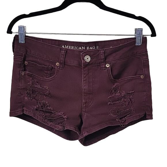 American Eagle Stretch Distressed Plum Shortie,Women's Size 8 - Picture 1 of 9